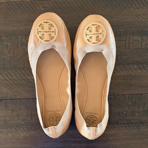 Tory Burch Beige Logo Flats side 9.5